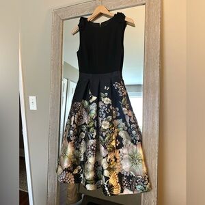 Ted Baker London Women’s Sleeveless Black Midi Dress Floral Size 0 XS